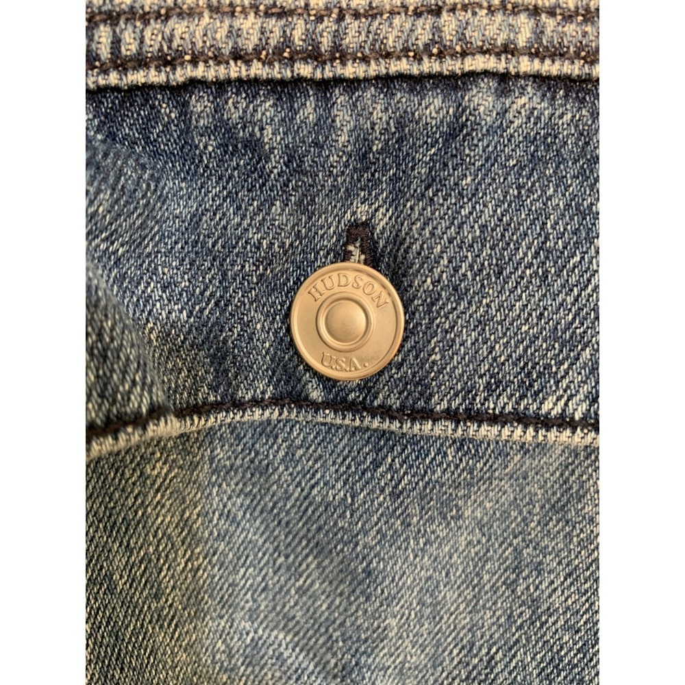 Hudson Jeans Blue Denim M Utility Romper Drawstring Ruffle Collar Long Sleeves - Picture 14 of 16